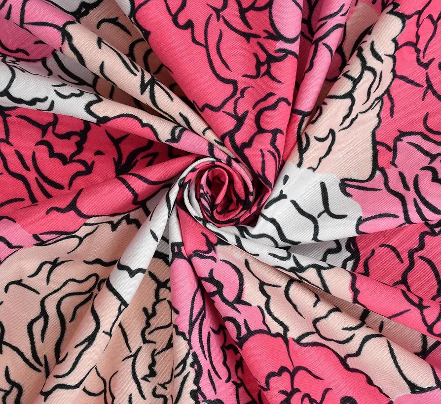 Homefab India 160 TC Glace Cotton Double BedSheet with 2 Pillow Covers -  - Pink, Floral